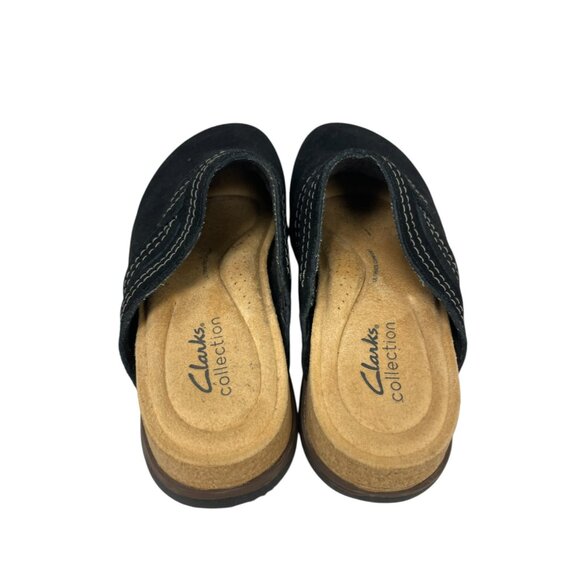 Clarks Collection Women's Black Suede Brynn Glide Round Toe Slip On Clog Size 6M - Picture 3 of 6